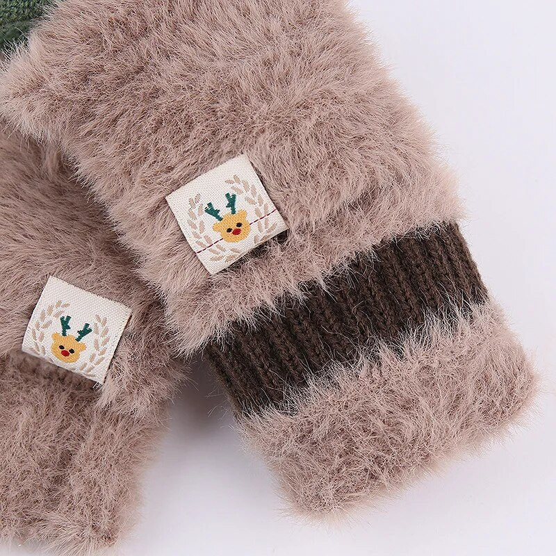 Imitacija nerca Crtani rogovi Pletene rukavice Ženske preklopne rukavice na pola prsta Božićni dar Zimska studentska topla rukavica T51