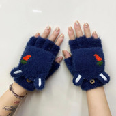 Pletene ženske modne rukavice od imitacije nerca, otporne na hladnoću, tople jesenske i zimske rukavice s ekranom osjetljivim na dodir s crtanim filmovima T36