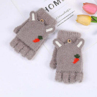 Pletene ženske modne rukavice od imitacije nerca, otporne na hladnoću, tople jesenske i zimske rukavice s ekranom osjetljivim na dodir s crtanim filmovima T36