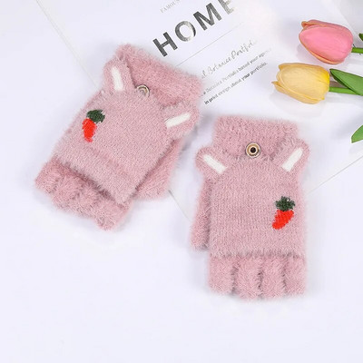 Pletene ženske modne rukavice od imitacije nerca, otporne na hladnoću, tople jesenske i zimske rukavice s ekranom osjetljivim na dodir s crtanim filmovima T36