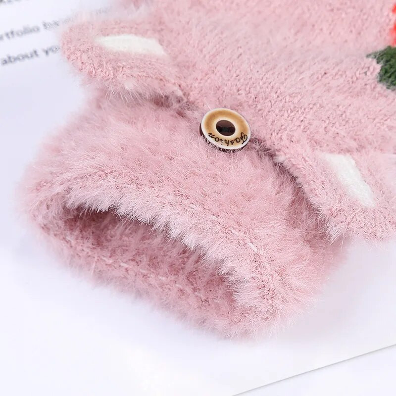 Pletene ženske modne rukavice od imitacije nerca, otporne na hladnoću, tople jesenske i zimske rukavice s ekranom osjetljivim na dodir s crtanim filmovima T36