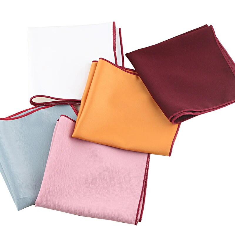 Zīda lakatiņu šalles Vintage Hankies vīriešu kabatas kvadrātveida kabatlakatiņi svītraini masīvi puņķu lupata 23*23 cm