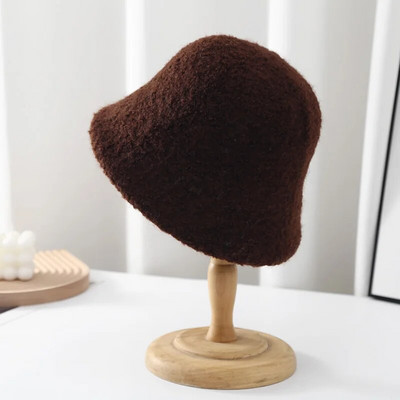 Nova zimska modna ženska pletena kapa od japanske janjeće vune, jednobojna svestrana topla ribarska kapa, mekana zimska kapa