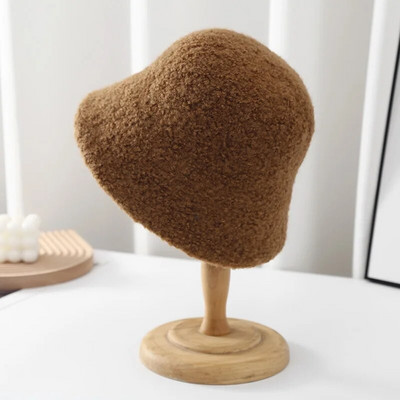 Nova zimska modna ženska pletena kapa od japanske janjeće vune, jednobojna svestrana topla ribarska kapa, mekana zimska kapa