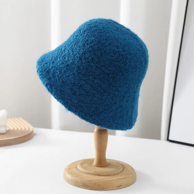 Nova zimska modna ženska pletena kapa od japanske janjeće vune, jednobojna svestrana topla ribarska kapa, mekana zimska kapa