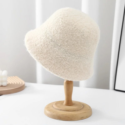 Nova zimska modna ženska pletena kapa od japanske janjeće vune, jednobojna svestrana topla ribarska kapa, mekana zimska kapa