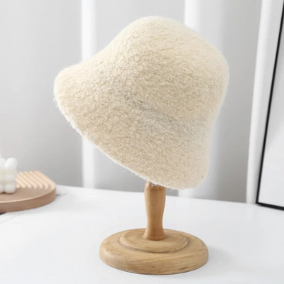 Nova zimska modna ženska pletena kapa od japanske janjeće vune, jednobojna svestrana topla ribarska kapa, mekana zimska kapa