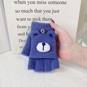 Ženske pletene preklopne rukavice bez prstiju Izložene Harf rukavice na prste Zimske tople zadebljane rukavice Crtane rukavice s zaslonom osjetljivim na dodir T157