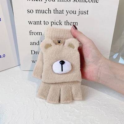 Ženske pletene preklopne rukavice bez prstiju Izložene Harf rukavice na prste Zimske tople zadebljane rukavice Crtane rukavice s zaslonom osjetljivim na dodir T157