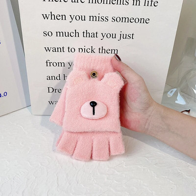 Ženske pletene preklopne rukavice bez prstiju Izložene Harf rukavice na prste Zimske tople zadebljane rukavice Crtane rukavice s zaslonom osjetljivim na dodir T157