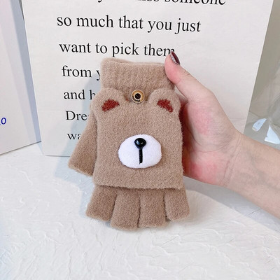 Ženske pletene preklopne rukavice bez prstiju Izložene Harf rukavice na prste Zimske tople zadebljane rukavice Crtane rukavice s zaslonom osjetljivim na dodir T157