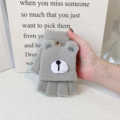 Ženske pletene preklopne rukavice bez prstiju Izložene Harf rukavice na prste Zimske tople zadebljane rukavice Crtane rukavice s zaslonom osjetljivim na dodir T157