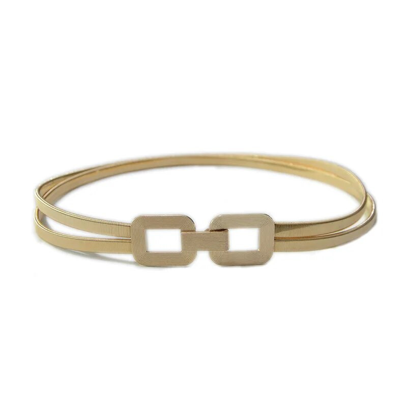 Vintage metalni elastični pojasevi za žene Zlatna haljina Dekorirani pojas oko struka Djevojke Mršavi lanac oko struka Ženski pojas