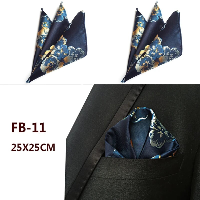 Visokokvalitetni svileni rupčić za muškarce s cvjetnim vezom, džepne četvrtaste maramice za svečane zabave za muškarce, poslovno odijelo Hanky 25x25 cm