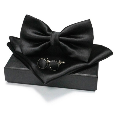 EASTEPIC vīriešu tauriņu komplekti, tostarp aproču pogas un kabatlakatiņi Vienkrāsainas taures biznesa kostīmiem kāzu ballītei