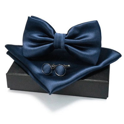 EASTEPIC vīriešu tauriņu komplekti, tostarp aproču pogas un kabatlakatiņi Vienkrāsainas taures biznesa kostīmiem kāzu ballītei