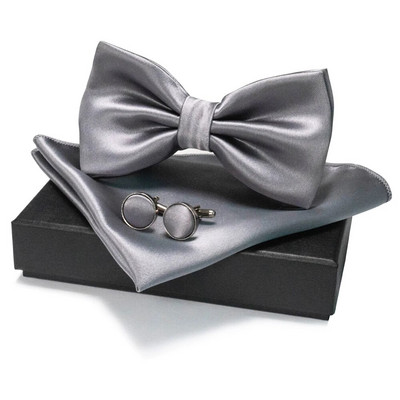 EASTEPIC vīriešu tauriņu komplekti, tostarp aproču pogas un kabatlakatiņi Vienkrāsainas taures biznesa kostīmiem kāzu ballītei