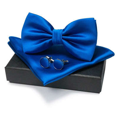 EASTEPIC vīriešu tauriņu komplekti, tostarp aproču pogas un kabatlakatiņi Vienkrāsainas taures biznesa kostīmiem kāzu ballītei