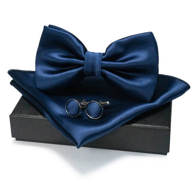 EASTEPIC vīriešu tauriņu komplekti, tostarp aproču pogas un kabatlakatiņi Vienkrāsainas taures biznesa kostīmiem kāzu ballītei