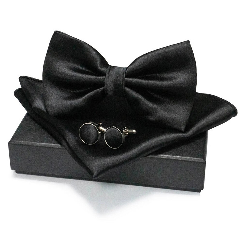 EASTEPIC vīriešu tauriņu komplekti, tostarp aproču pogas un kabatlakatiņi Vienkrāsainas taures biznesa kostīmiem kāzu ballītei