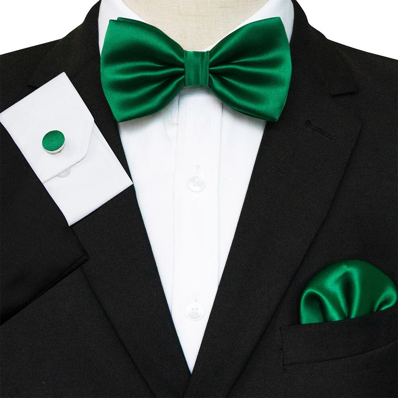 EASTEPIC vīriešu tauriņu komplekti, tostarp aproču pogas un kabatlakatiņi Vienkrāsainas taures biznesa kostīmiem kāzu ballītei