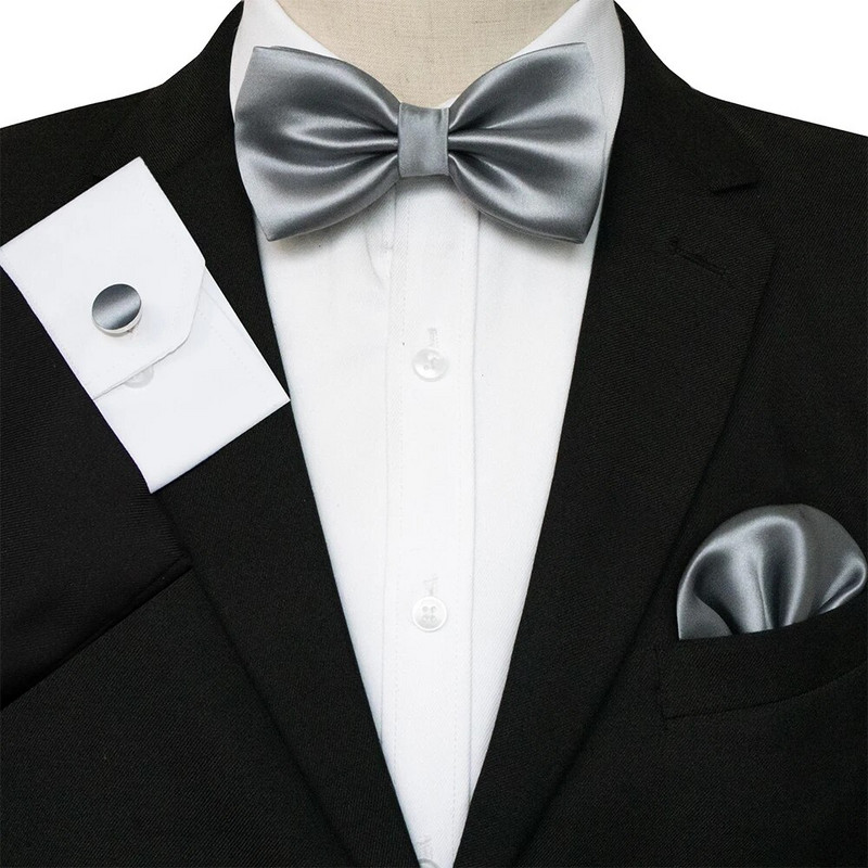 EASTEPIC vīriešu tauriņu komplekti, tostarp aproču pogas un kabatlakatiņi Vienkrāsainas taures biznesa kostīmiem kāzu ballītei