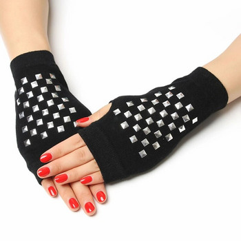 1 ζευγάρι γάντια χωρίς δάχτυλα από στρας χαριτωμένα ζωάκια με μοτίβο για γυναίκες Άντρες μαύρα πλεκτά γοτθικά γοτθικά ζεστά χειμωνιάτικα γάντια