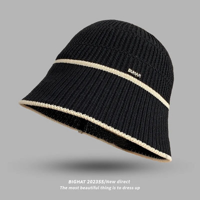 Nova proljetna i ljetna jednostavna pletena šešira 2023. Prozračna prugasta modna ribarska kapa Ženska kapa za sunčanje za slobodno vrijeme na otvorenom