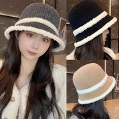 Modni korejski ženski šešir s kantom za jesen i zimu 2023. Zaštita za uši čiste boje Šešir s kantom za pecanje