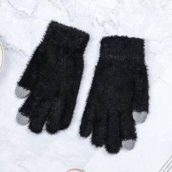 Модни зимни дамски ръкавици, плетени, поддържат топлината, висококачествени меки ръкавици от заешка вълна, женски дебели плюшени ръкавици за шофиране на китката
