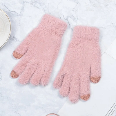 Modne zimske ženske rukavice, pletene, održavaju toplinu, visoke kvalitete, rukavice od meke zečje vune, ženske debele plišane rukavice za vožnju