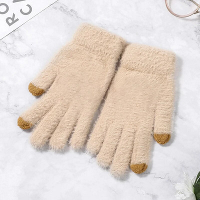 Modne zimske ženske rukavice, pletene, održavaju toplinu, visoke kvalitete, rukavice od meke zečje vune, ženske debele plišane rukavice za vožnju