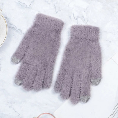 Modne zimske ženske rukavice, pletene, održavaju toplinu, visoke kvalitete, rukavice od meke zečje vune, ženske debele plišane rukavice za vožnju