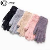 Sieviešu trikotāžas cimdi Augstas kvalitātes mīksta truša vilna uztur siltumu dūraiņi Sieviešu biezi plīša rudens cimdi sieviešu vadīšanai