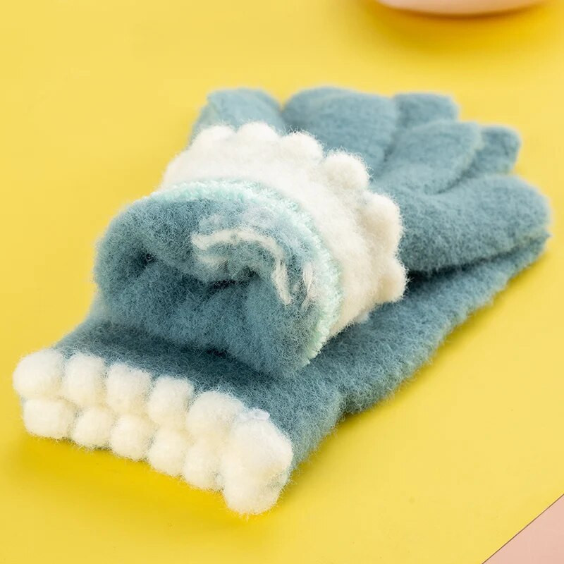 Ziemas trikotāžas meiteņu cimdi ūdeles kažokādas Biezas siltas skārienekrāna saulespuķu sieviešu cimdi