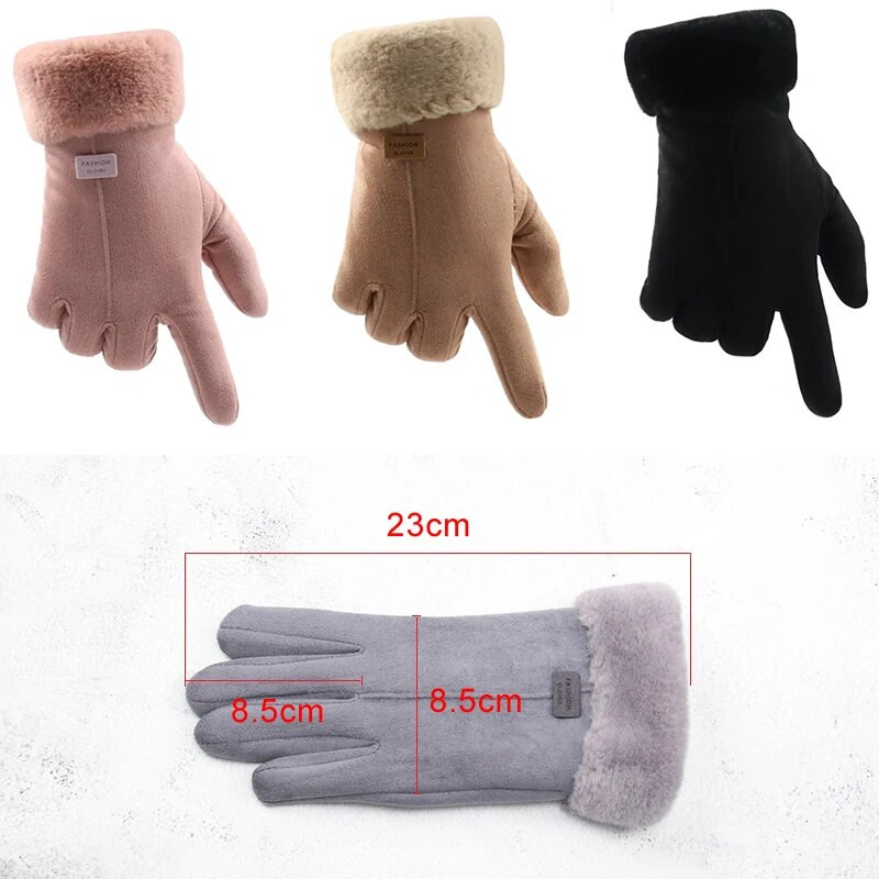 Zimske ženske rukavice s dodirnim zaslonom Ženske antilop tople plišane rukavice s unutarnjom stranom prstiju Ženske zimske elegantne mekane crne rukavice s rukavicama