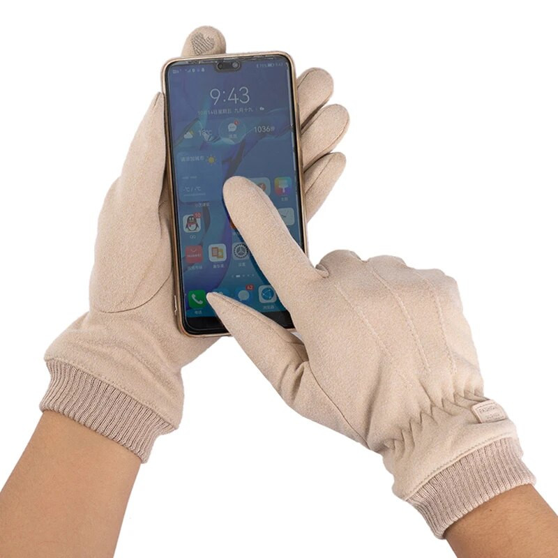 Modne zimske ženske rukavice Zaslon osjetljiv na dodir, tople debele baršunaste ženske rukavice otporne na vjetar za vožnju bicikla na otvorenom Ženske rukavice