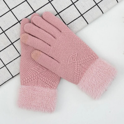 Zimske pletene rukavice Ženske dodirne zaslone Meke rukavice s punim prstima Održavaju toplinu Ženske osnovne rukavice na zglobu Ženske vanjske rukavice