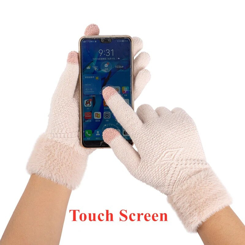 Zimske pletene rukavice Ženske dodirne zaslone Meke rukavice s punim prstima Održavaju toplinu Ženske osnovne rukavice na zglobu Ženske vanjske rukavice