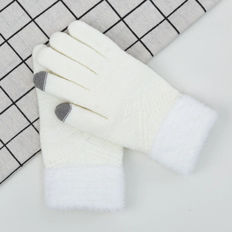 Zimske pletene rukavice Ženske dodirne zaslone Meke rukavice s punim prstima Održavaju toplinu Ženske osnovne rukavice na zglobu Ženske vanjske rukavice