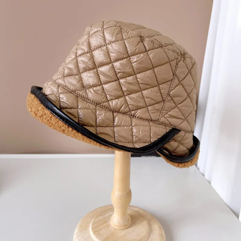 Moteriškos šiltos žieminės kepuraitės Moteriškos slidinėjimo kepurės Pledinės medvilnės kepurės susukamos krašteliu