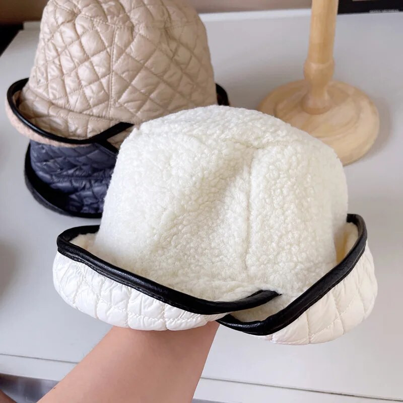 Moteriškos šiltos žieminės kepuraitės Moteriškos slidinėjimo kepurės Pledinės medvilnės kepurės susukamos krašteliu