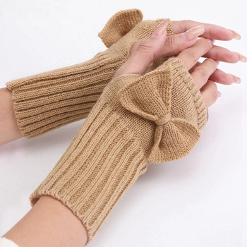 Γυναικεία πλεκτά γάντια Μαλακά γάντια θερμάστρα για τα χέρια Γάντια χωρίς δάχτυλα Γυναικεία γάντια παπιγιόν για κορίτσια πανκ γοτθικά γάντια μαύρα γάντια
