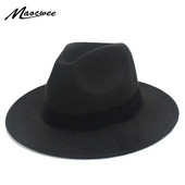 Zima Jesen Imitacija vune Žene Muškarci Dame Fedora Top Jazz šešir Europsko-američki Okrugle kape Bowler Šeširi Jednobojni