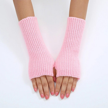 y2k Дамски нагреватели за ръце Японски Harajuku Едноцветни ръкави Готически плетени ръкавици без пръсти Ръкави за китки Момичета Аниме ръкавици