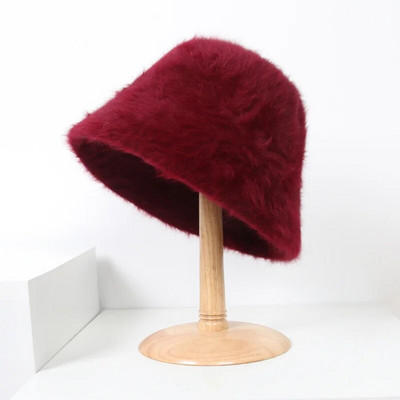 Sapkák Vödör Kalap Kalap Kalap sapka Női Téli Gyapjú Szőrme Vastag Meleg Téli Női Kalap Vödör Fehér Fekete Sombreros Kazetták