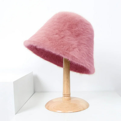 Sapkák Vödör Kalap Kalap Kalap sapka Női Téli Gyapjú Szőrme Vastag Meleg Téli Női Kalap Vödör Fehér Fekete Sombreros Kazetták