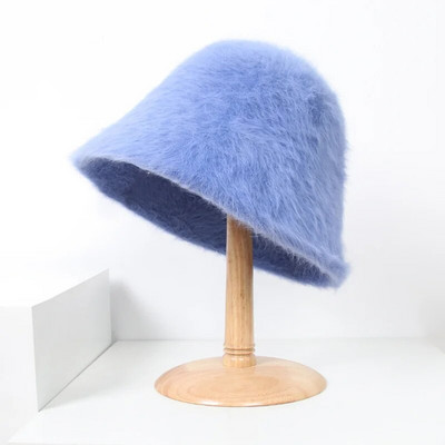 Sapkák Vödör Kalap Kalap Kalap sapka Női Téli Gyapjú Szőrme Vastag Meleg Téli Női Kalap Vödör Fehér Fekete Sombreros Kazetták