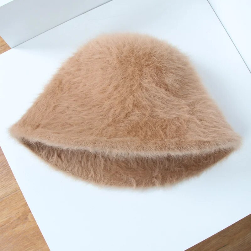 Sapkák Vödör Kalap Kalap Kalap sapka Női Téli Gyapjú Szőrme Vastag Meleg Téli Női Kalap Vödör Fehér Fekete Sombreros Kazetták