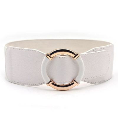 Curele elastice elastice pentru femei Curele cu cataramă rotundă de aur Curele de modă cu talie lată Cureau decorativă pentru dama pentru paltoane